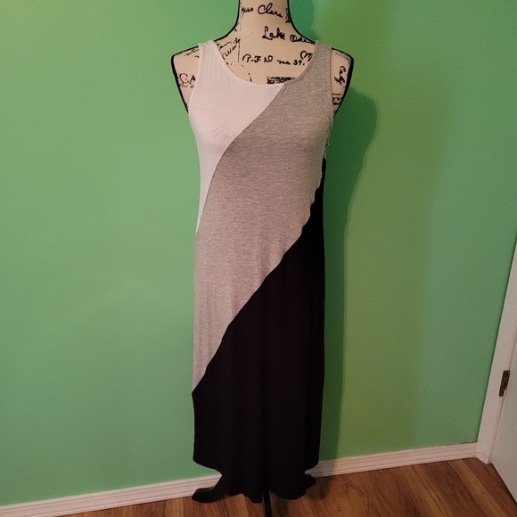 Athleta Diagonal Color Block Midi Tank Dress sz Sm - Picture 3 of 6